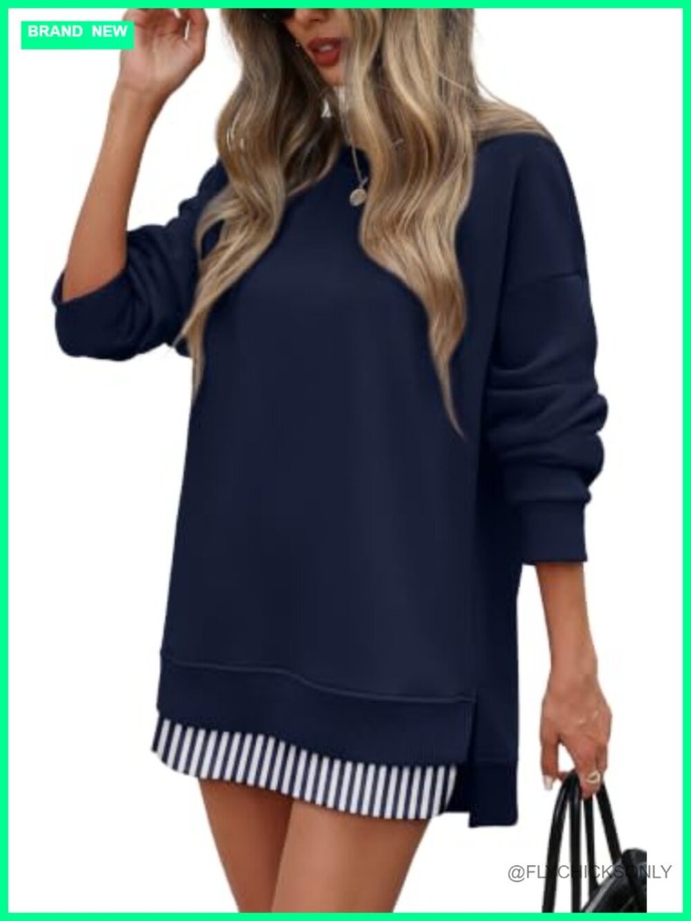 Womens Oversized Crewneck Sweatshirt Tunic Long Sleeve Pullover Top
